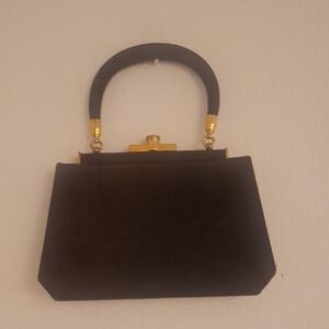 Chic Black Clutch with Gold Details